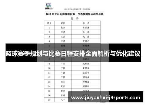 篮球赛季规划与比赛日程安排全面解析与优化建议